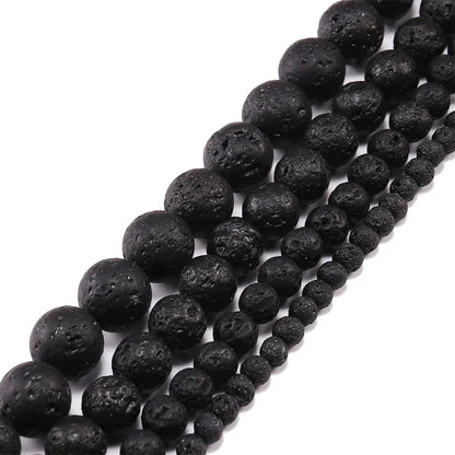 Wholesale Natural Black Lava 6mm 8mm 10mm 12mm round Volcanic Loose Beads for Jewelry Making Or Gift Charms