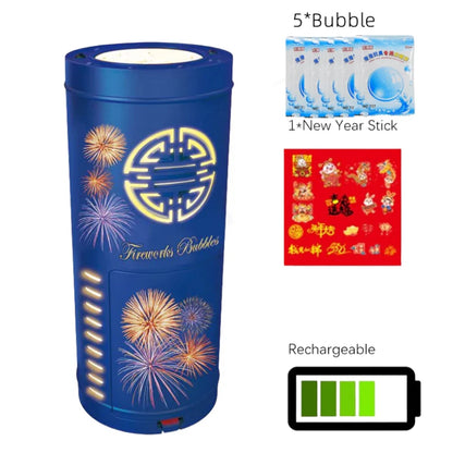 2024 Chinese New Year Imitation Firework Bubble Blowing Machine Electric Bubbles With Music Light Wedding Party Gift
