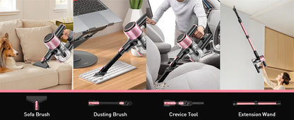 Cordless Vacuum Cleaner, 55Kpa 8 in 1 45Mins Rechargeable 3 Modes Suction Lightweight Vacuum for Pet Hair/Carpet/Hard Floor
