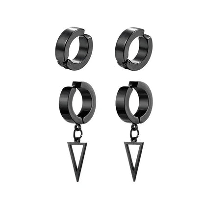 1-5 pairs of fashionable men's punk cross pendants stainless steel earless magnet earrings set