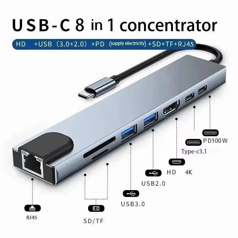 USB C HUB 4K 30Hz Type C to HDMI-compatible USB 3.0 Adapter 11 in 1 Type C HUB Dock PD 87W USB C Splitter for MacBook Pro Air