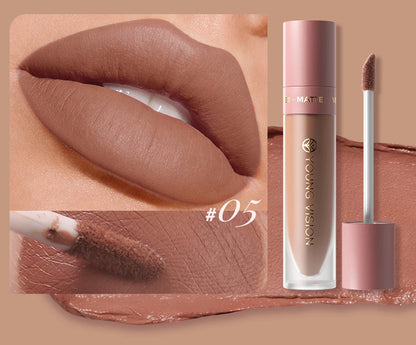 8 Color Nude Brown Matte Liquid Lipstick Velvet Sexy Dark Red Lip Glaze Non-stick Cup Not Easy To Fade Lip Gloss Lipstick Makeup