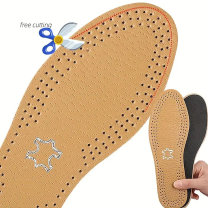 1 Pair Leather Leisure Insoles for Shoes Ultra thin Deodorization Breathable Shock Absorption Cushion Sole Insert