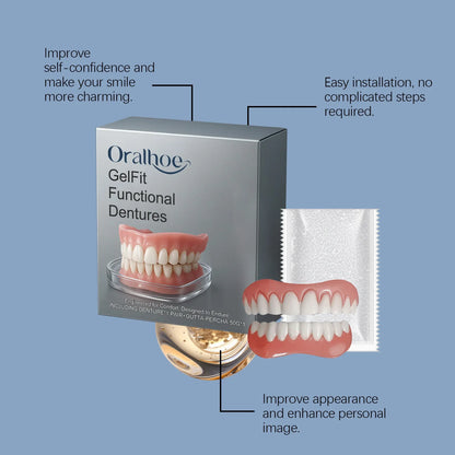 Silicone Dentures  Full Set Soft Safety Easy to Use Perfect Fit Oral Improve Tooth Loss Broken Temporary Denture Kit CK848-LJX