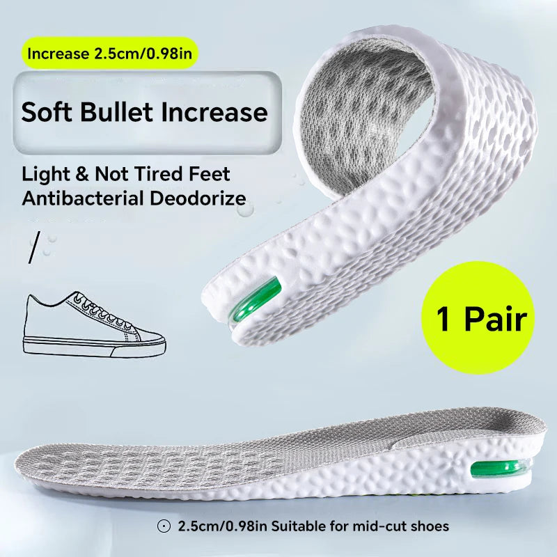 1Pair Height Increase Insole for Feet Sports Air Insoles Comfort Plantar Fasciitis Shoes Inserts Shock Absorbing Shoe Pads