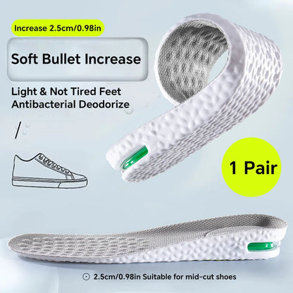 1Pair Height Increase Insole for Feet Sports Air Insoles Comfort Plantar Fasciitis Shoes Inserts Shock Absorbing Shoe Pads