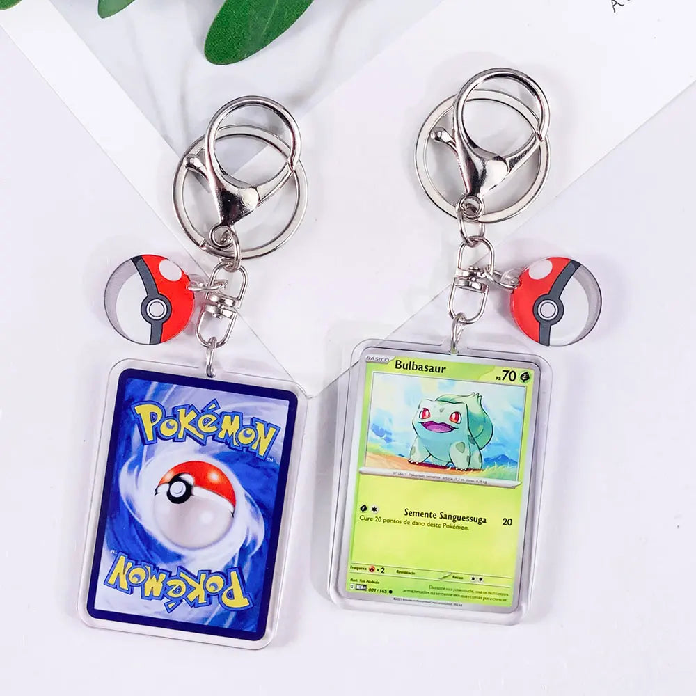 Pokémon Card Cute Acrylic Car Keychain Accessories Pikachu Charizard Gengar EeveeBag Charm Backpack Pendant Gifts For Friends