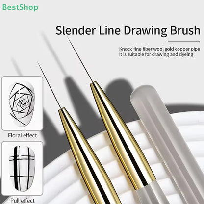 ♥♥♥5Pcs Slim Nail Art Brushes – Acrylic Flower Painting & Line Drawing Kit