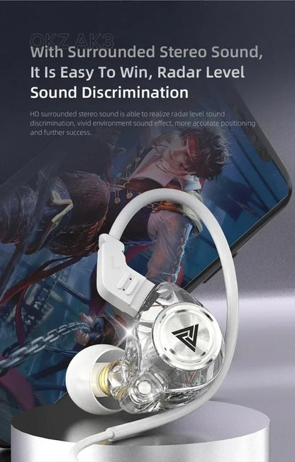 QKZ CK5 FiLe Wired Earphone with Microphone HiFi Music Earphone Professional Gaming And Sports Noise Cancelling Headphones