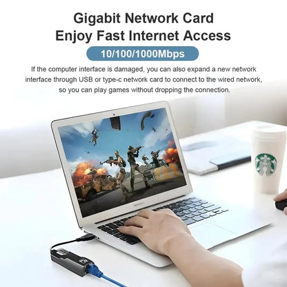 USB Gigabit Ethernet Adapter 2500Mbps USB 3.0 Network Card to RJ45 Lan Driver Free For Desktops Laptop Macbook PC Accessories