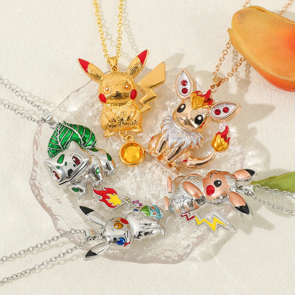 1PC Cute Q Version Character Necklace Alloy Charmander Bulbasaur Jewelry Pendant for Fans Holiday Gifts Jewelry Accessories