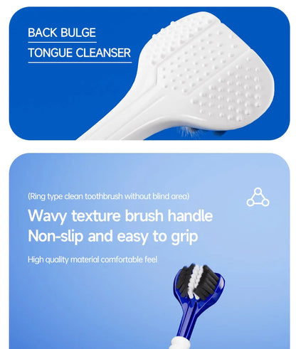 3D Manual Toothbrush 6pcs Three sided U-shaped Soft Toothbrush for Comprehensive Oral Cleaning for Adults, Men and Women, Coup