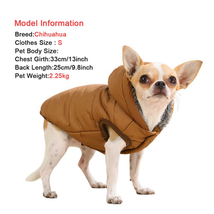 Warm Fleece Dog Coat Hoodie For Small Medium Dogs Winter Puppy Clothes Jacket With D-ring Thick Cozy Pug Dachshund Parka Costume