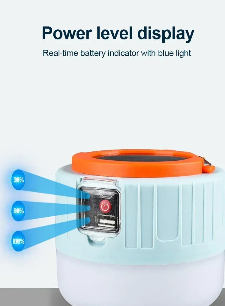 Powerful Solar LED Camping Lamp Waterproof Portable Lanterns Emergency Lights For BBQ Hiking USB Rechargeable Tent Lanterns