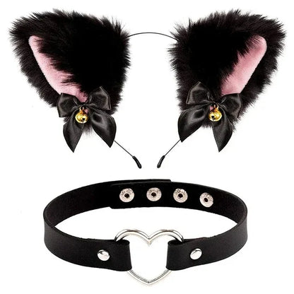 1 Set Cute Cat Ear Hair Wear Claw Gloves Girls Anime Cosplay Costume Plush Bell Cat Fur Ear Hairband Night Party Club Headbands