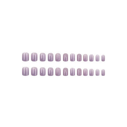 24pcs/set short square fake nails for women girls faux ongles fashion glitter geometric flowers design press on false nail kit