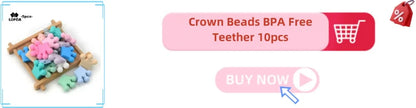 Crown Silicone Beads 5pcs Baby Teether BPA Free Silicone Teething Beads Baby Chew Teething Necklace DIY Pacifier Clips Accessory