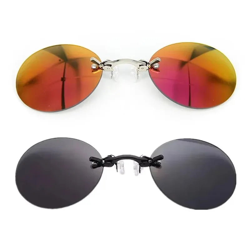  VIEWRING1-2PCS Clip On Nose Glasses Round Rimless Matrix Morpheus Sunglasses Mini Frameless Vintage Men Eyeglasses