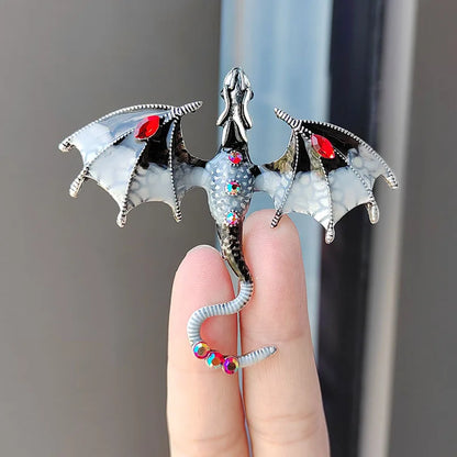 Fashion Enamel Dragon Brooches For Men Women Rhinestone Flying Dragon Clothes Suit Party Office Brooch Pins Jewelry Accessories