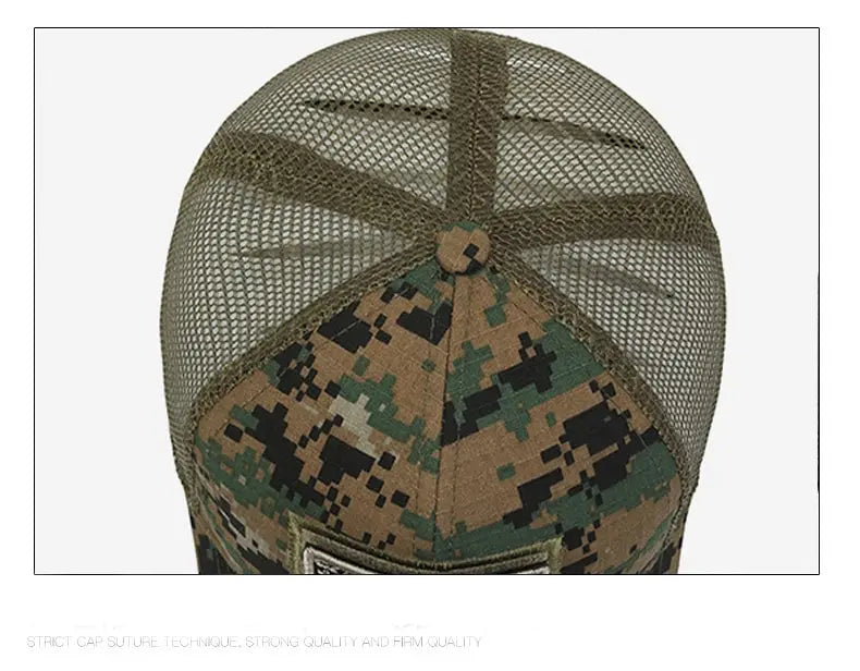 American Flag Camouflage Sticker Embroidered Baseball Cap Net Hat Men Outdoor Velcro Cap