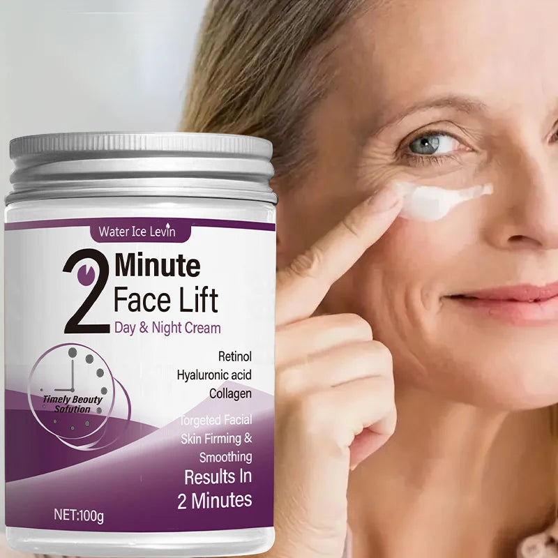 2-Minute Facial Lift Day and Night Cream with Retinol, Hyaluronic Acid, and Collagen - Moisturizing Lotion Suitable for All Light Skin Tones, Fragrance-Free, Absorbs in 2 Minutes