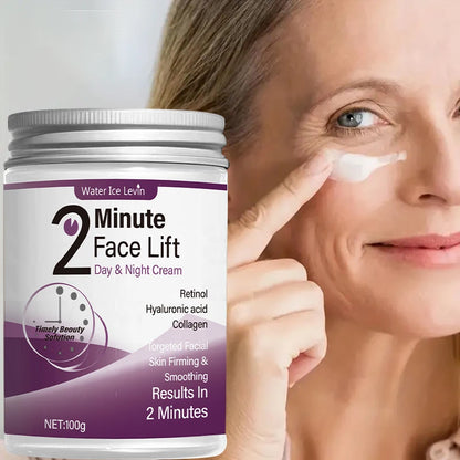 2-Minute Facial Lift Day and Night Cream with Retinol, Hyaluronic Acid, and Collagen - Moisturizing Lotion Suitable for All Light Skin Tones, Fragrance-Free, Absorbs in 2 Minutes