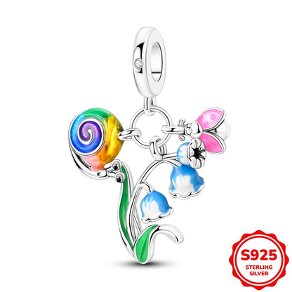 Charms Silver 925 Ladybugs and Cherry Strawberries Pendant Bead Fit 3mm Bracelet Bangle Necklace For Women Luxury Jewelry Making
