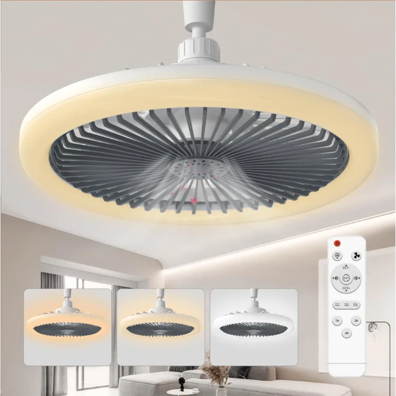 Modern Small Ceiling fan light E27 LED D25cm smart remote control bedroom fans lamp study kitchen Home decoration
