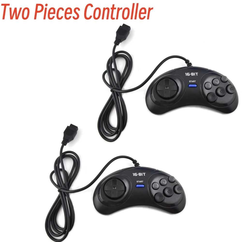 1-2 Pcs Black Gamepad Controller For Sega Mega Drive 9 Pin 6 Buttons Gamepads for Sega Genesis 16 bit video game console