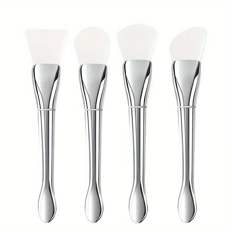 1/4 PCS Silicone Facial Mask Brush Soft Head with Scraper Integrated Dual-use Mud Film Brush DIY Film Adjusting Beauty Tools