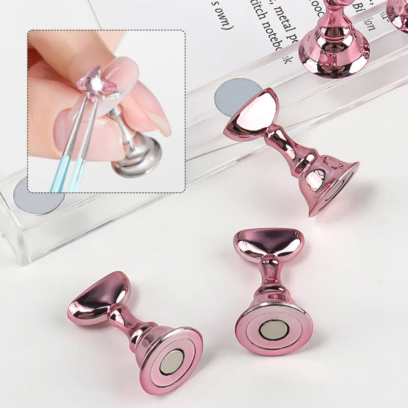 5pcs Nail Holder False Nail Tip Practice Stand Crystal Base Magnetic Holder Nail Art Display For Art Salon DIY & Practice Tools