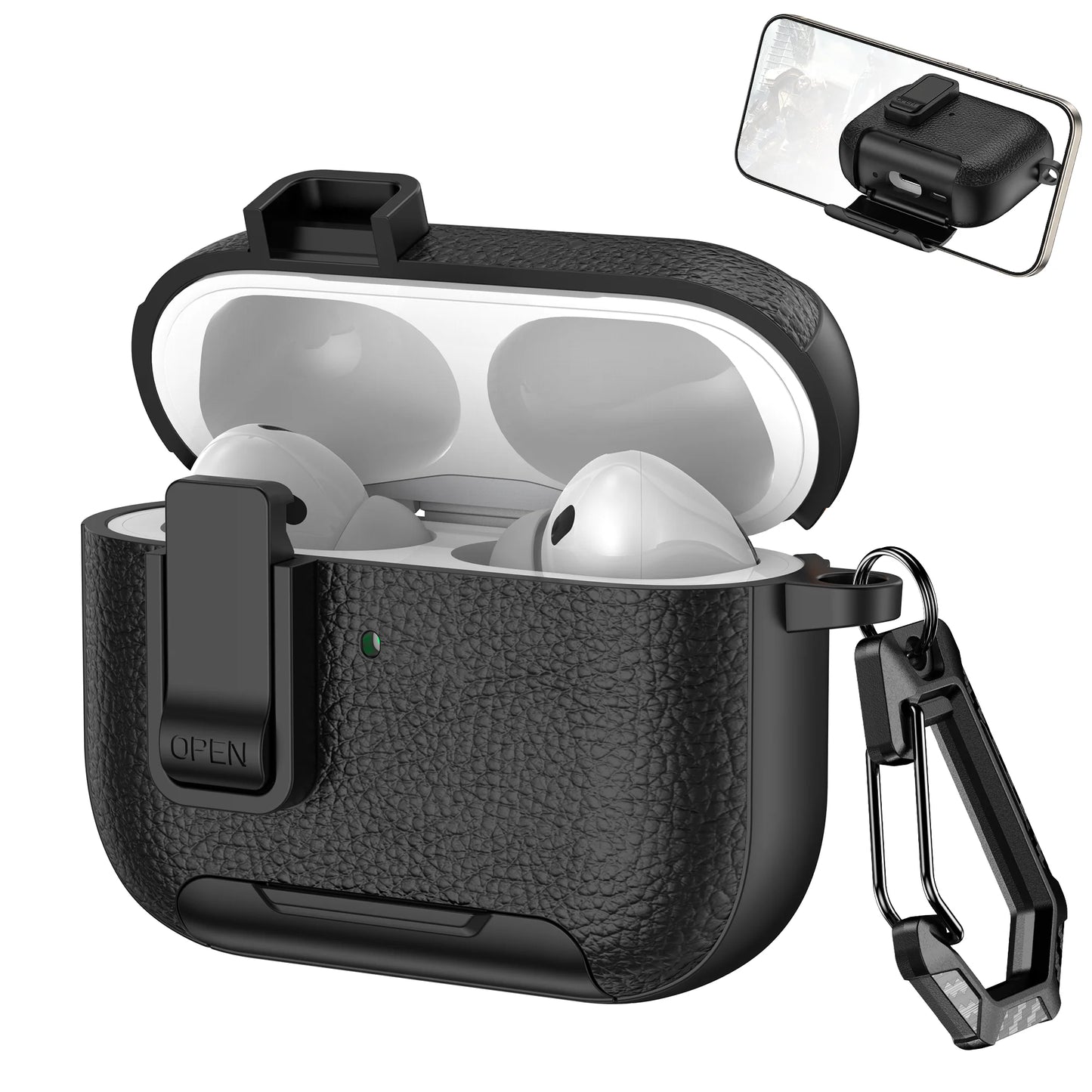New Earphone Cover For AirPods Pro 3 3rd Generation Protective Case With Secure Lock Invisible Phone Stand Leather Texture Cover