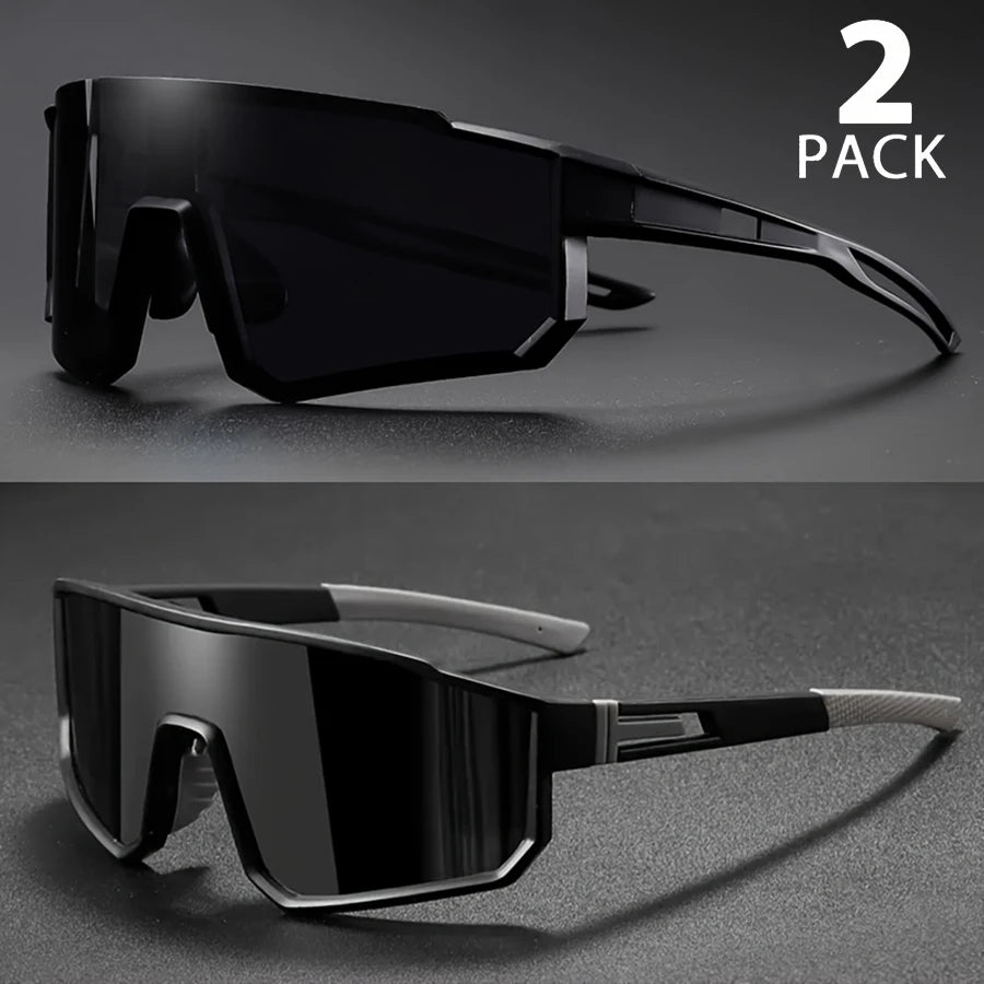 2PCS Oversize Cycling Sunglasses UV400 Protective Outdoor Sports Climbing Driving Bike Glasses Men Women Bicycle Goggles