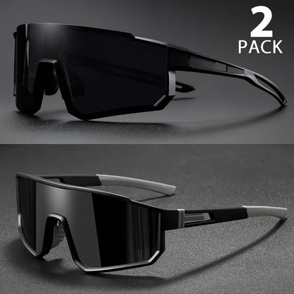 2PCS Oversize Cycling Sunglasses UV400 Protective Outdoor Sports Climbing Driving Bike Glasses Men Women Bicycle Goggles
