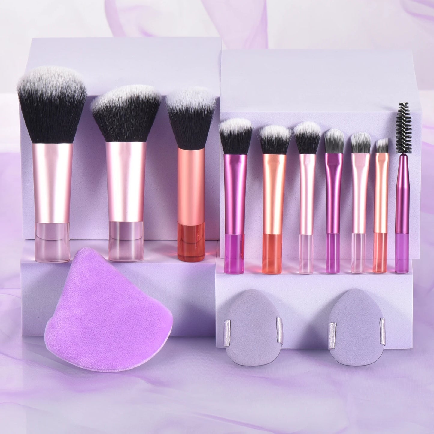 10 color Mini makeup brush Travel portable Makeup Tool Makeup Puff - Palm Brush Professional Makeup tool set Christmas gift