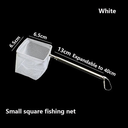 Aquarium Square Fishing Net With Suction Cup Extendable Long Handle Fishing Gear For Catching Fish Shrimp Tank Clean Accessories