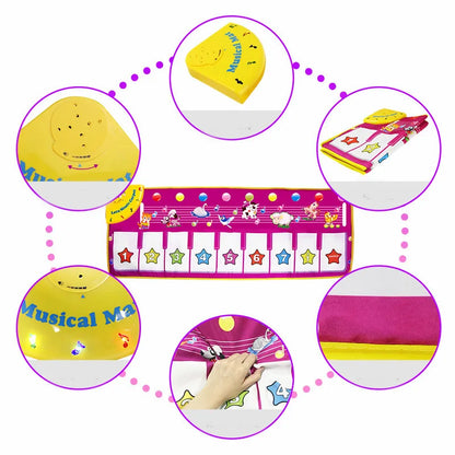 Kids Musical Carpet Baby Toddlers Fitness Keyboard Piano Mat Music Play Instrument Montessori Education Toys Gift for Girl Boy