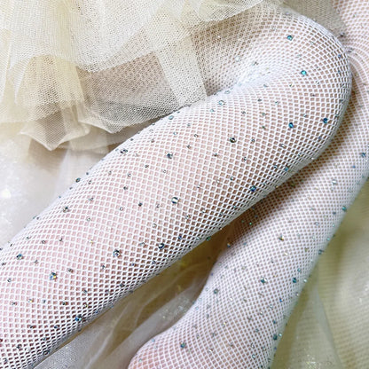 Kids Girl with Rhinestone Fashion Fishnet Stockings Hollow Lace Glitter Pantyhose for Children Girl Summer Mesh Baby Hosiery