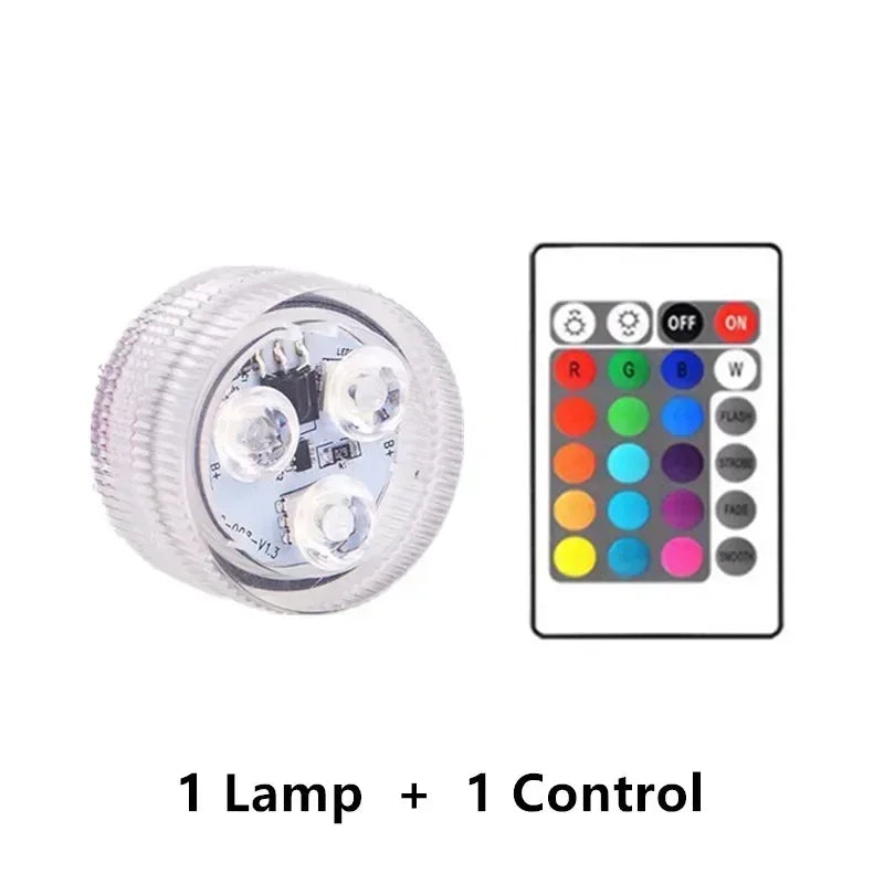 Colorful 3 LED Underwater Light With Remote Control Powered By Button Cell Waterproof Swimming Pool Party Decoration Lamp