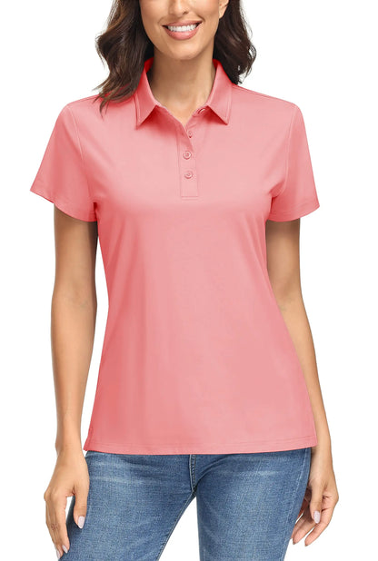 TACVASEN UPF50+ UV Protection Quick Dry Polo T-Shirts Womens Summer Short Sleeve Golf Sports Tee Shirts Breathable Workout Tops
