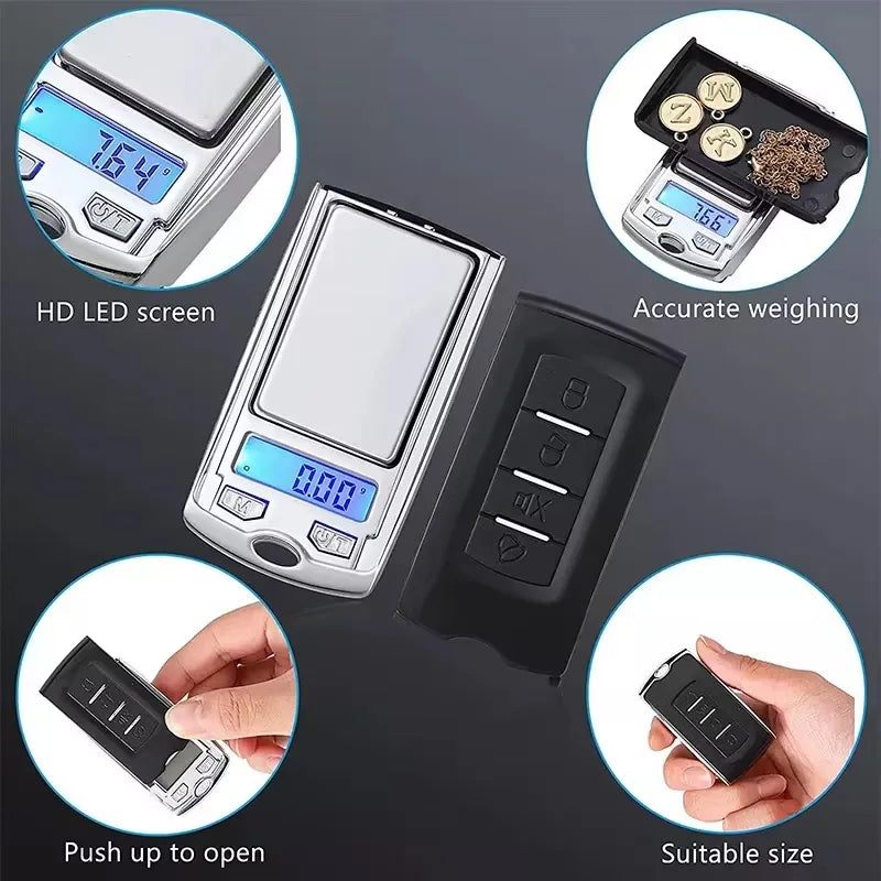 Mini Electronic Digital Pocket Scale 200/100g 0.01g Key Style Portable Precision Weighing LCD Backlit Display For Jewelry