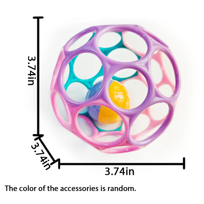 6-in-1 BPA-Free Baby Sensory Rattle Ball - Soft Textured Grasping Toy with Gentle Sound & Spin Rings | Montessori Learning Toy f