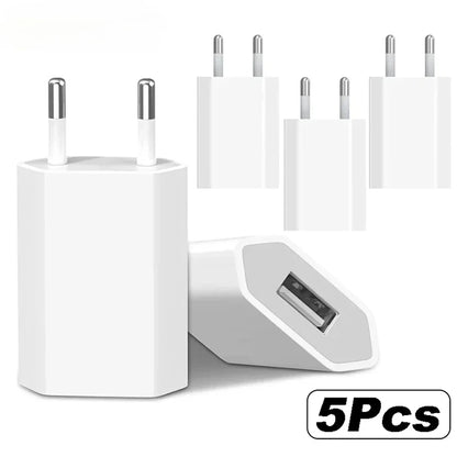 1-5Pcs Universal 5V EU Plug USB Home Travel Mobile Phone Charger For Samsung Xiaomi Redmi  Huawei Charger Power Wall Adapter