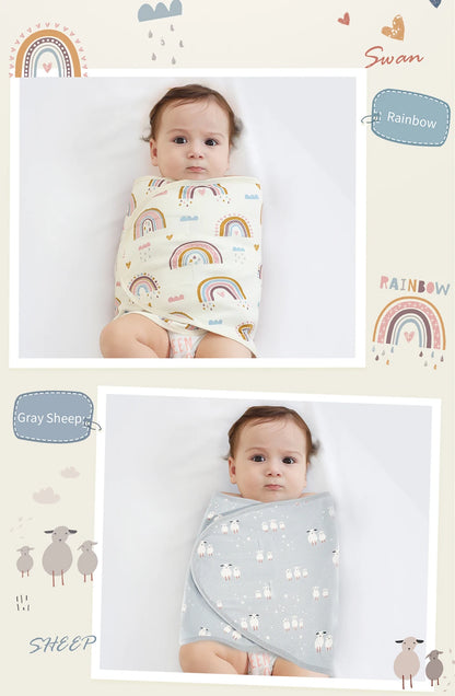 Bilayer Baby Wrap Blanket Newborn Baby Swaddle Tie Anti Startle Jump Blanket Summer Thin Cotton Soft Diaper Changing Blanket