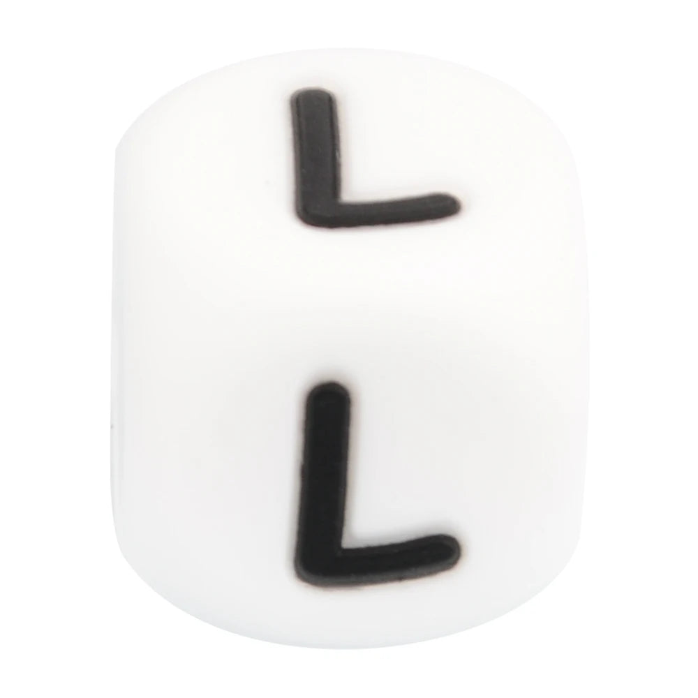 Lofca 100Pcs 12MM Silicone Letter Beads Silicone Beads Loose Beads Food Grade DIY Bracelet Necklace Pacifier Chain Accessories