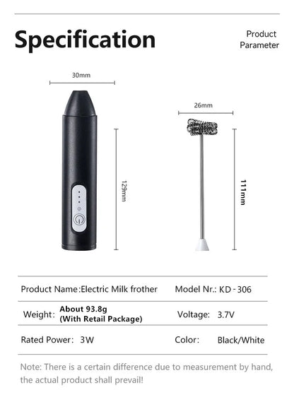 Electric Milk Foamer Blender Stainless Steel Handheld Milk Frother Wireless Coffee Whisk Mixer Egg Beater Tools For Kitchen