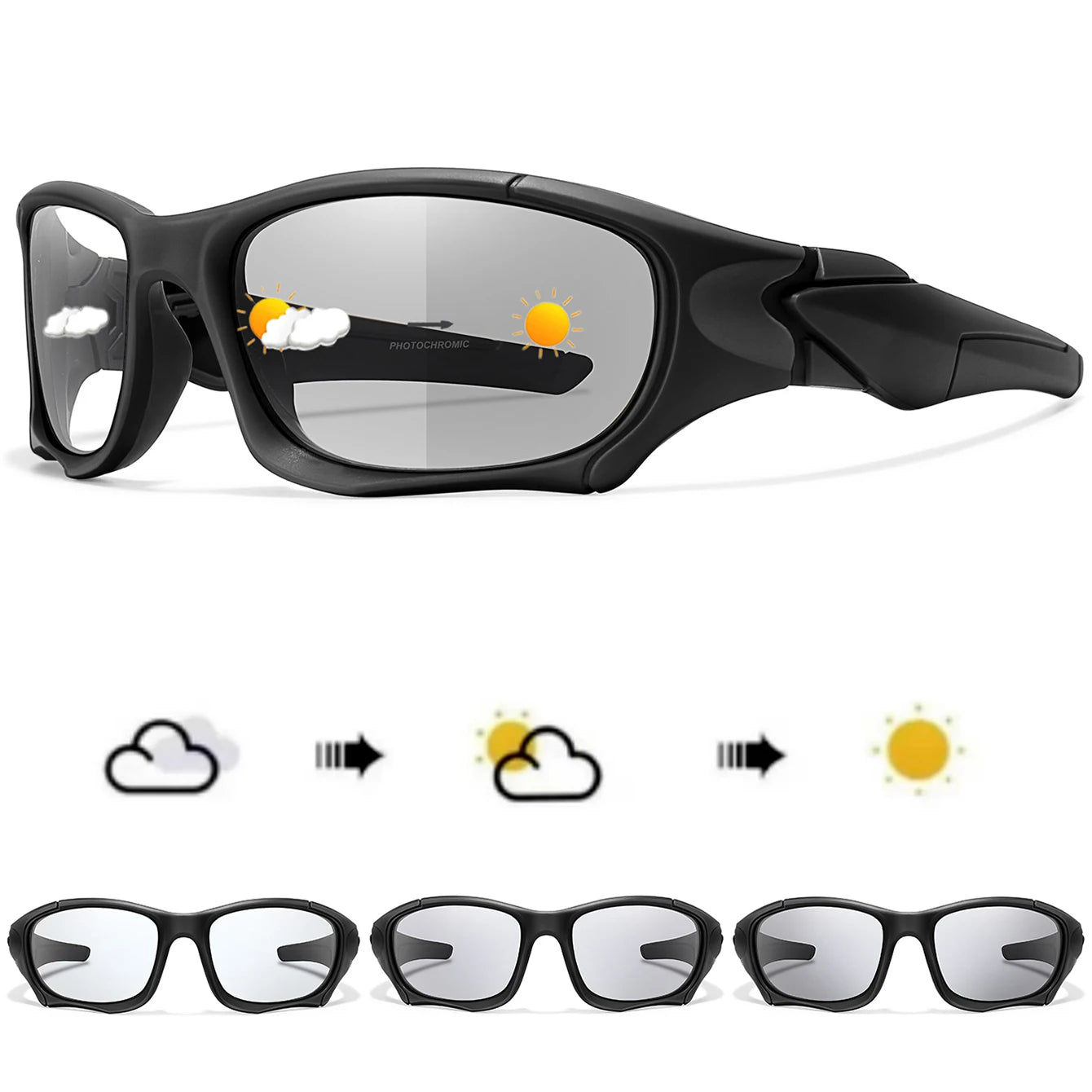 Photochromic Cycling Sunglasses Men Outdoor Sports Tactical Camouflage Goggles Vintage Driving Riding Fishing Windproof