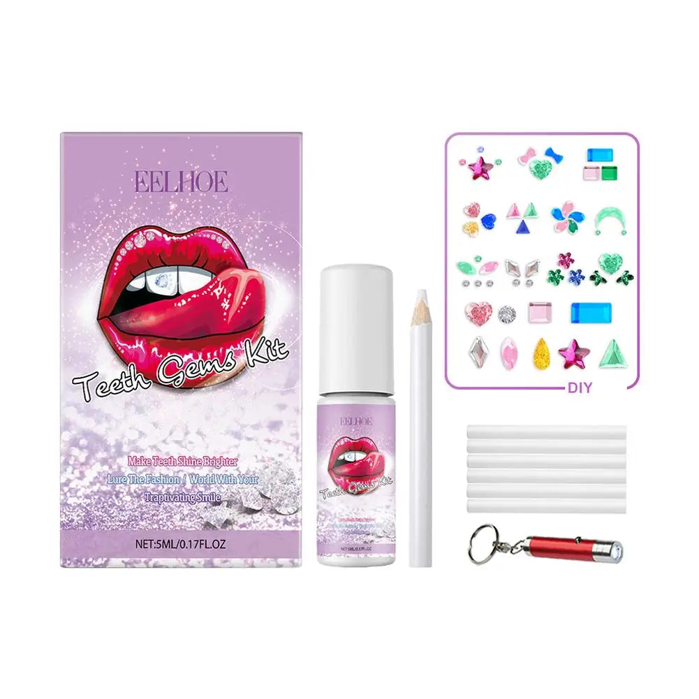 Tooth Jewelry Kit DIY Teeth Gems Set 7ml Glues Light Firm Reliable Clear Precious Stone Crystal Tooth Ornaments Jewellery
