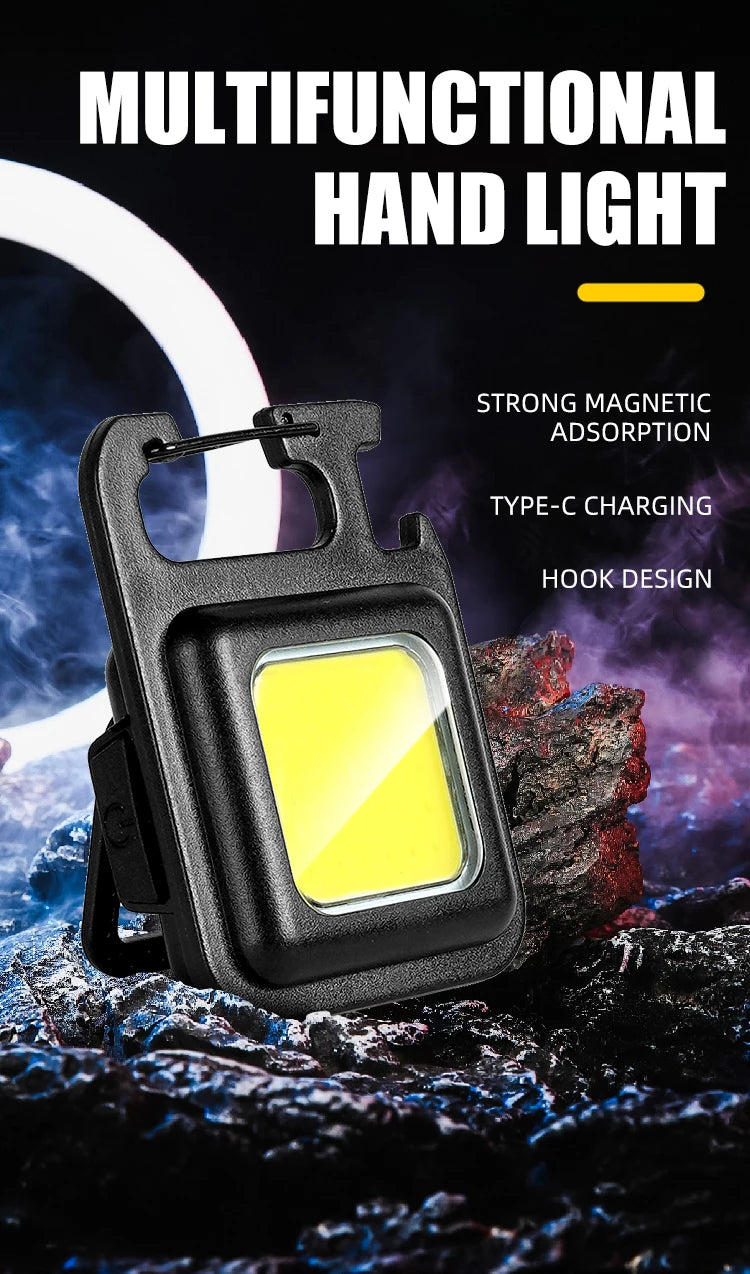 Super Bright MINI COB Keychain Flashlight Charging Lamp Camping Lights with Magnet 3 Lighting Modes for Camping Home