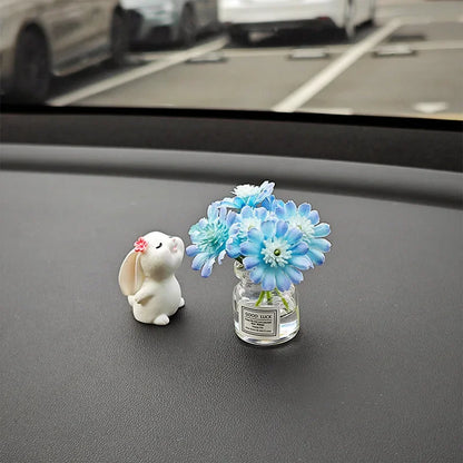 Car'S Mounted Bunny Smelling Floral Fragrance Healing Ornament Console Romantic Fantastic  Auto Center Ornaments